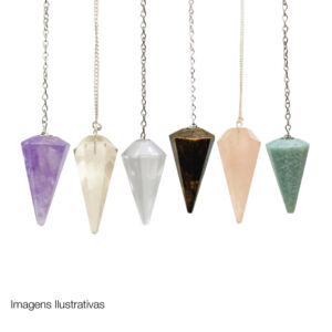 Pêndulos de diversas pedras naturais lapidadas e polidas, facetadas para utilizar com a Mandala de Florais de Bach